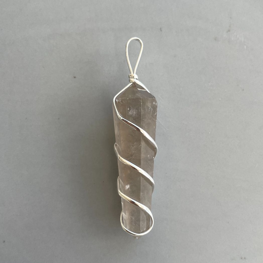 Smokey Qtz - Wire Wrapped DT Point Pendant