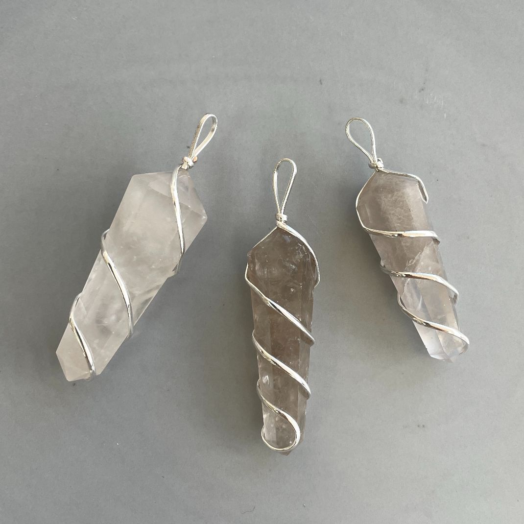 Smokey Qtz - Wire Wrapped DT Point Pendant