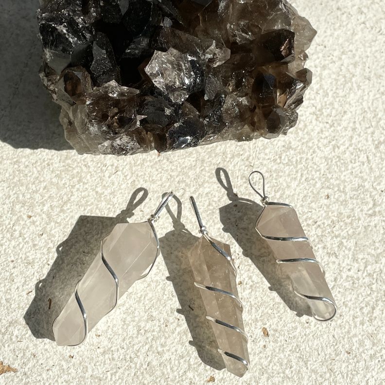 Smokey Qtz - Wire Wrapped DT Point Pendant