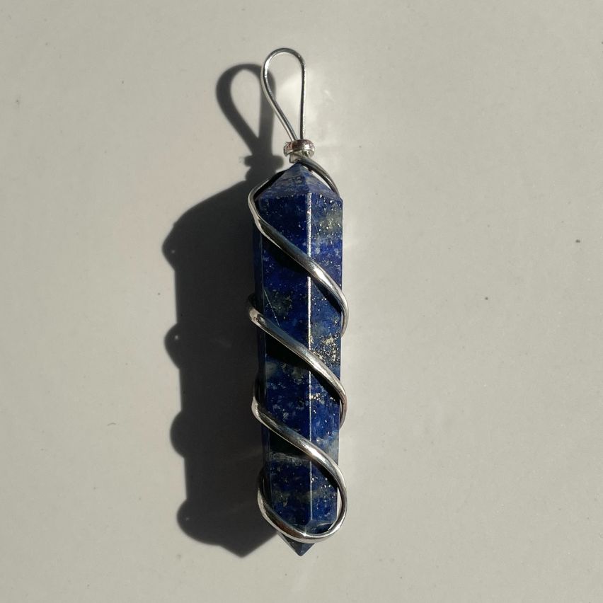 Lapis - Wire Wrapped DT Point Pendant