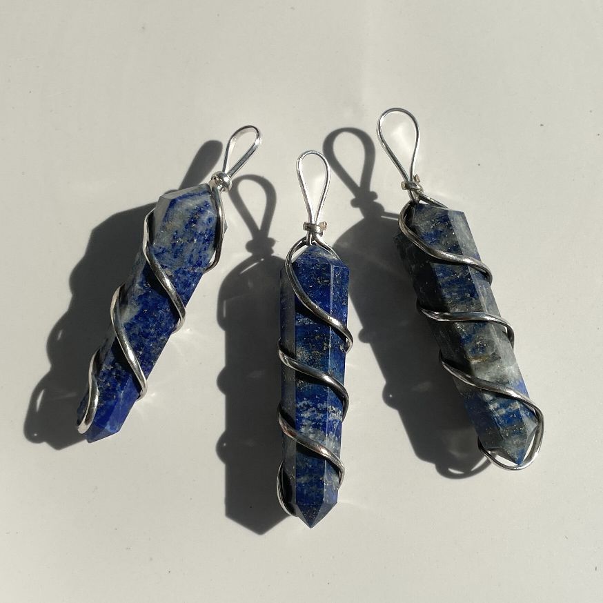 Lapis - Wire Wrapped DT Point Pendant