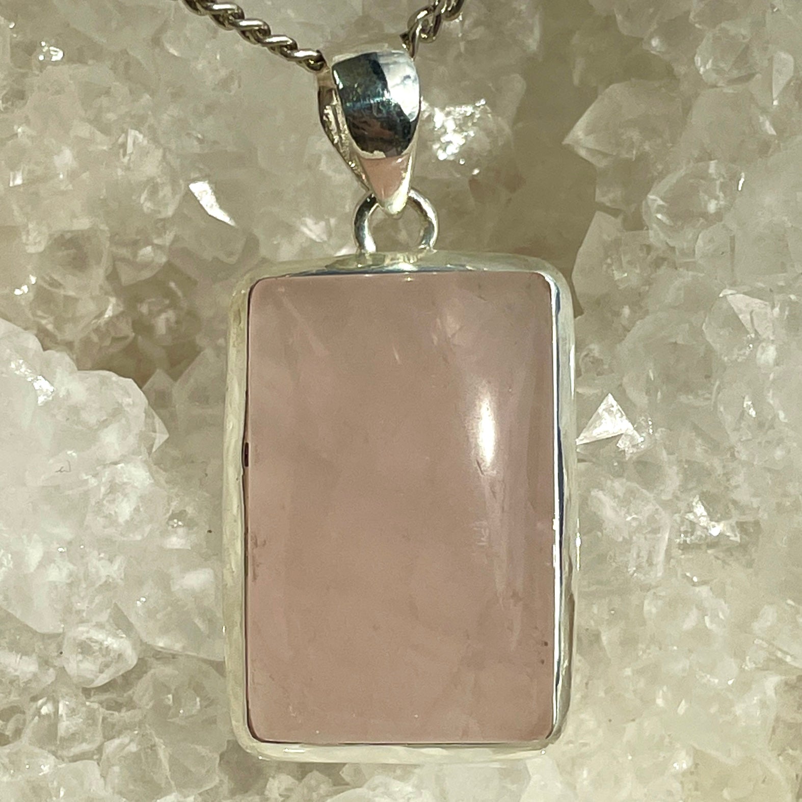 Rose Quartz Silver Pendant Large - SP75