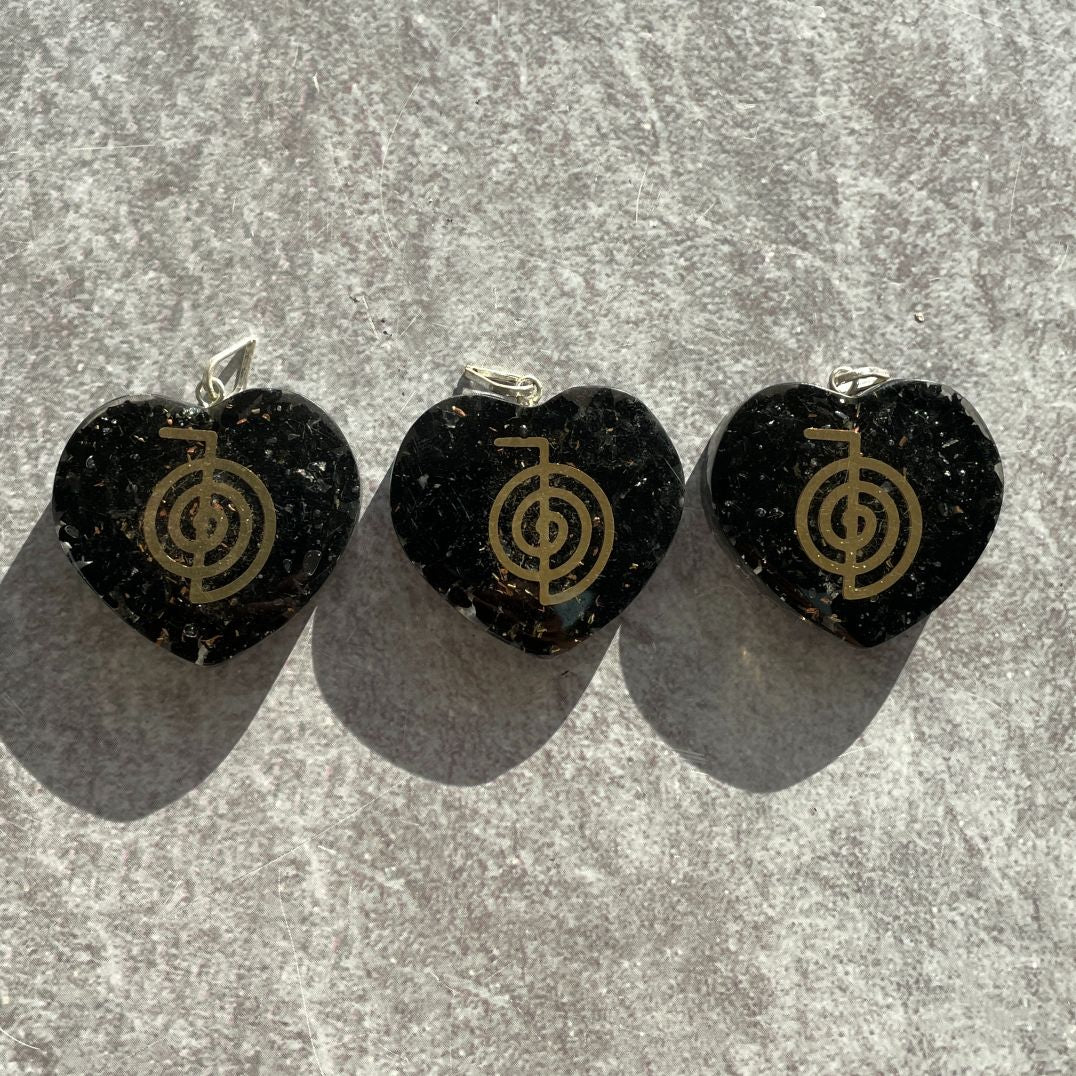 Orgonite Black Tourmaline Pendant - Heart