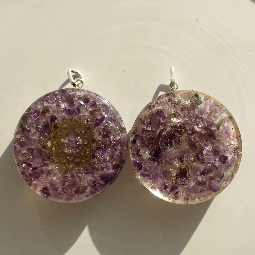 Orgonite Amethyst Pendant - Circle