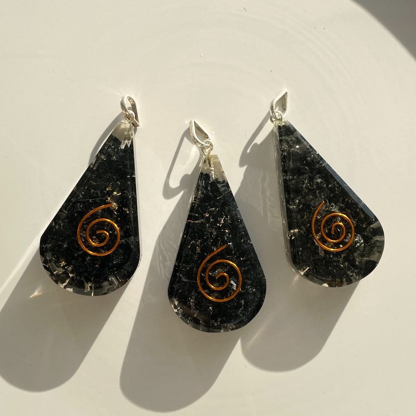Orgonite Black Tourmaline Pendant - Tear Drop