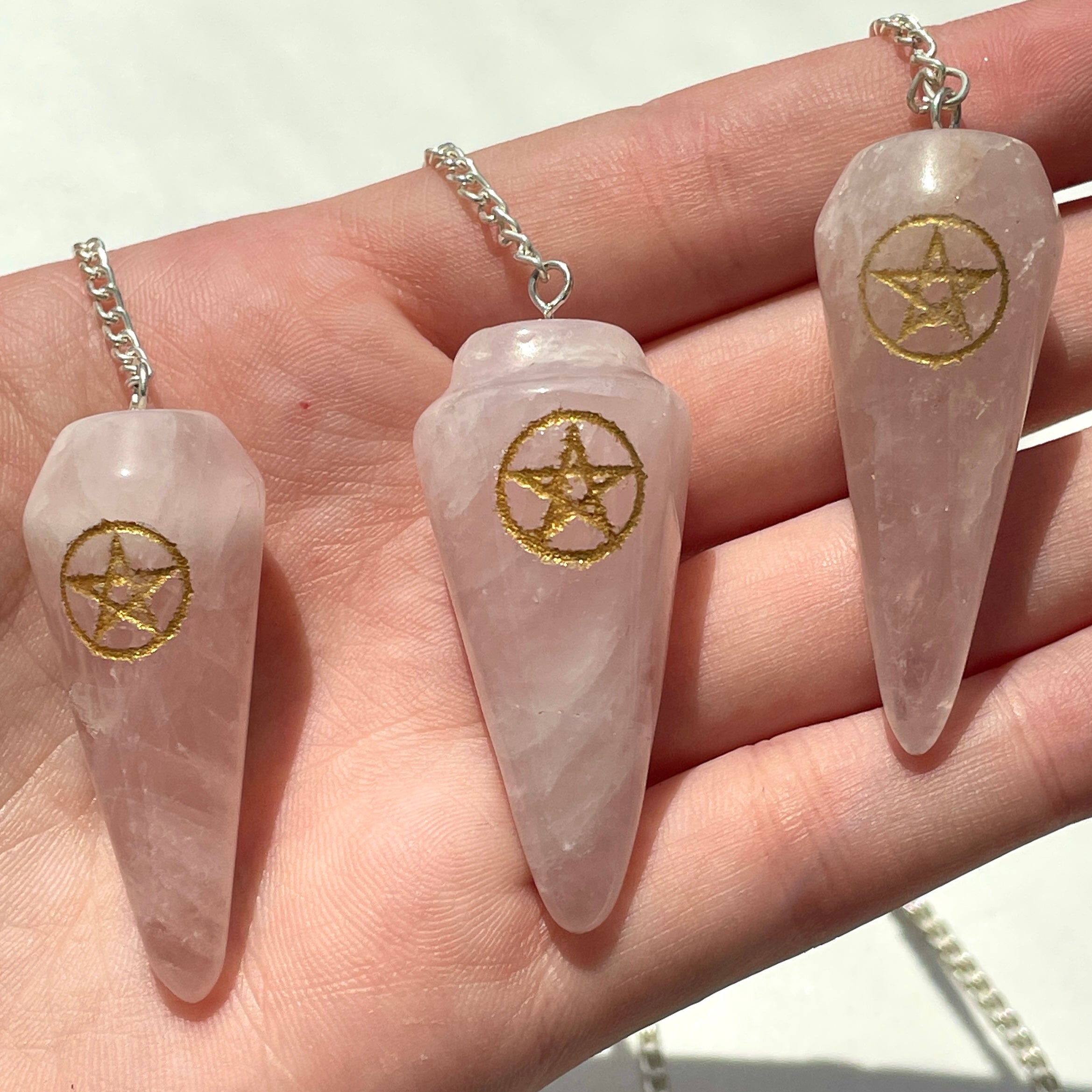 Rose Quartz Pendulum - Pentagram