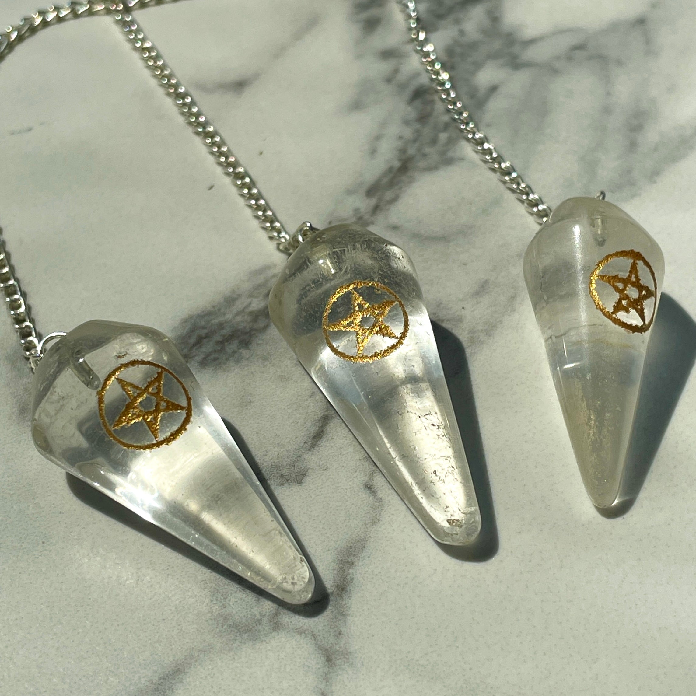 Clear Quartz Pendulum - Pentagram