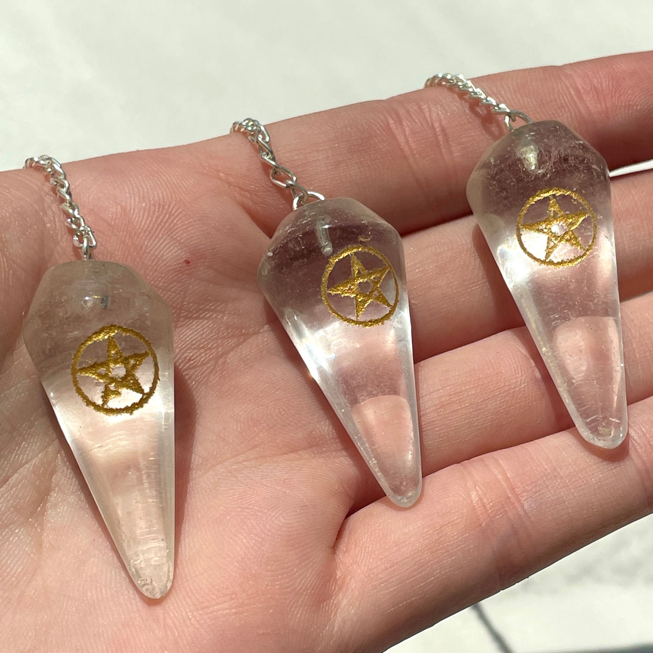 Clear Quartz Pendulum - Pentagram