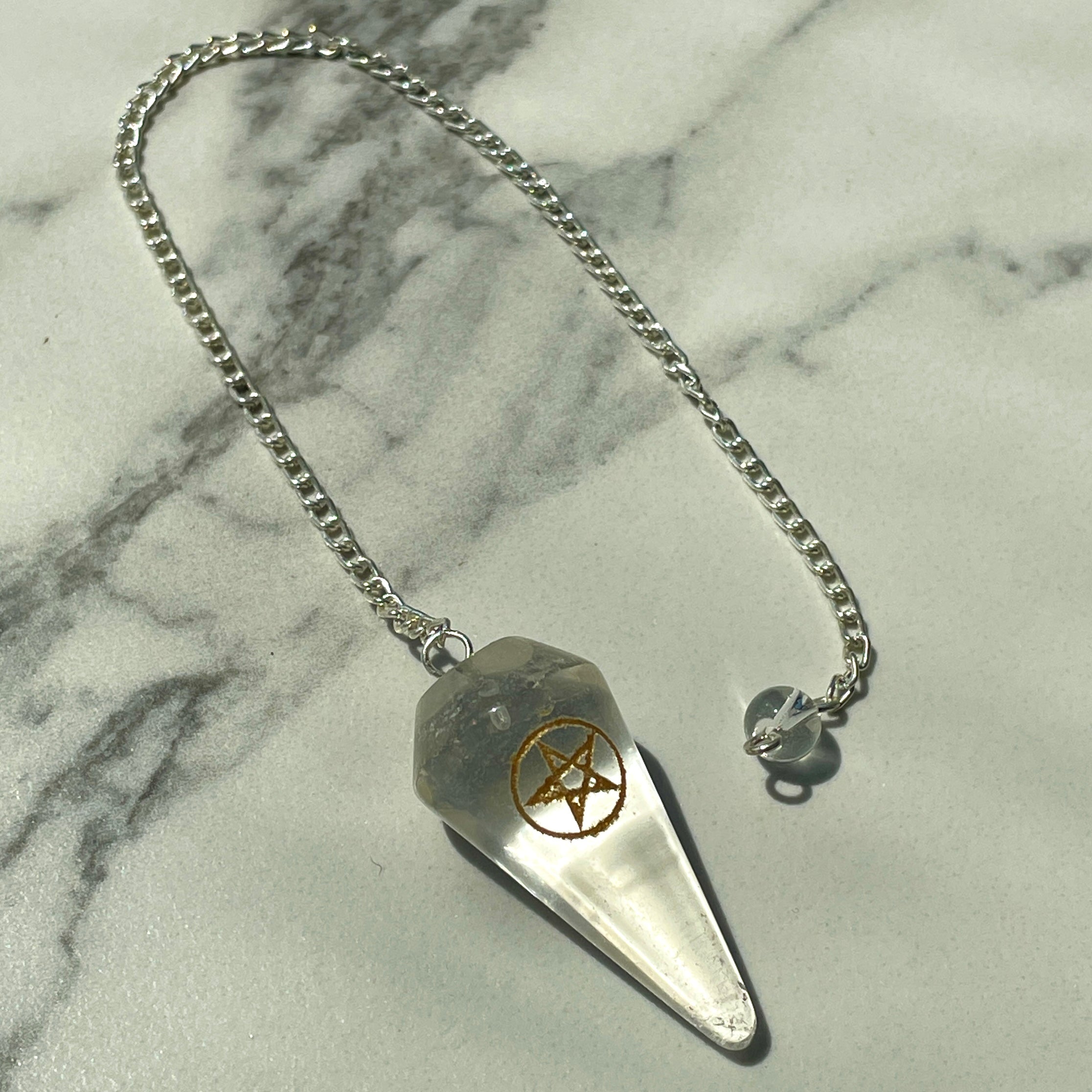 Clear Quartz Pendulum - Pentagram
