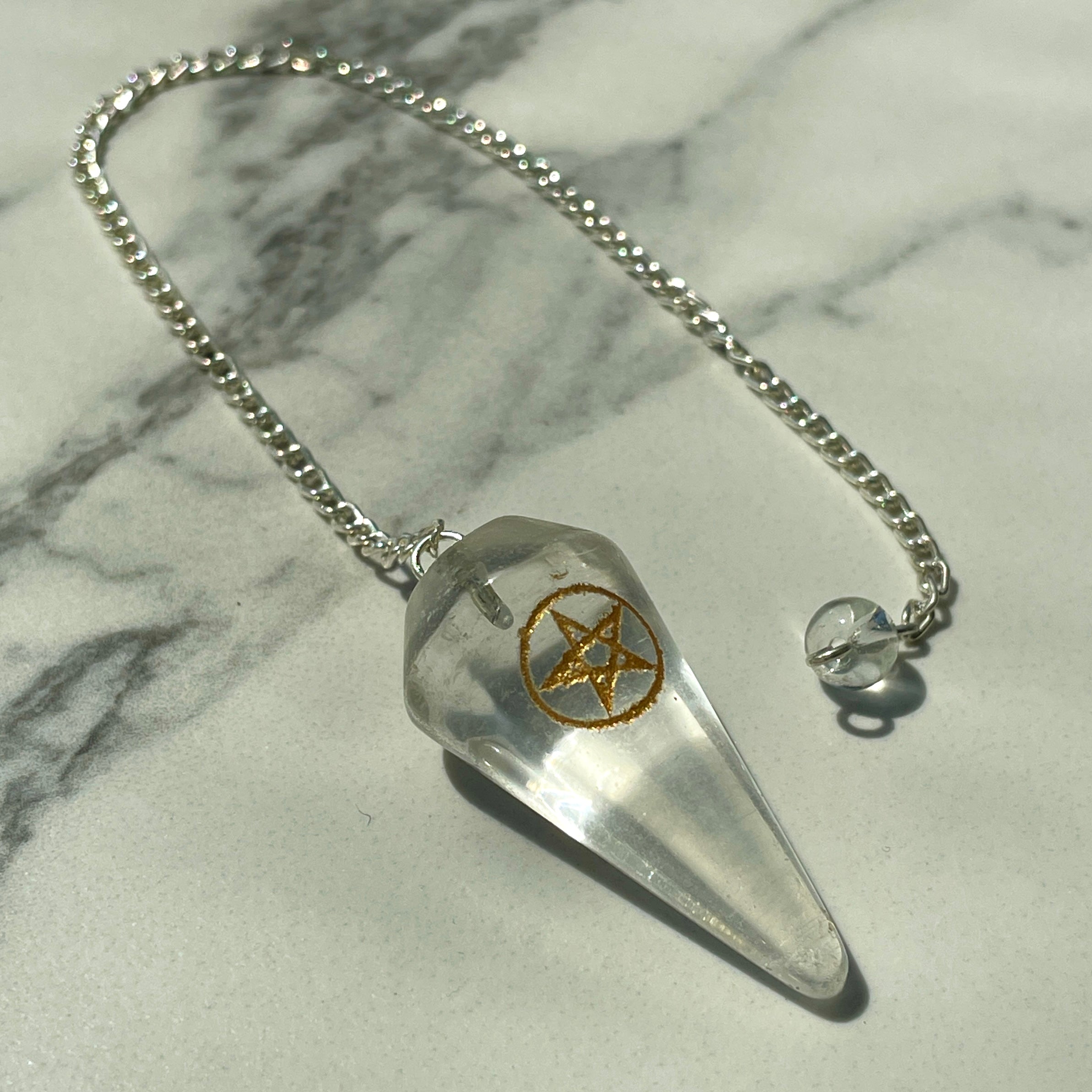 Clear Quartz Pendulum - Pentagram