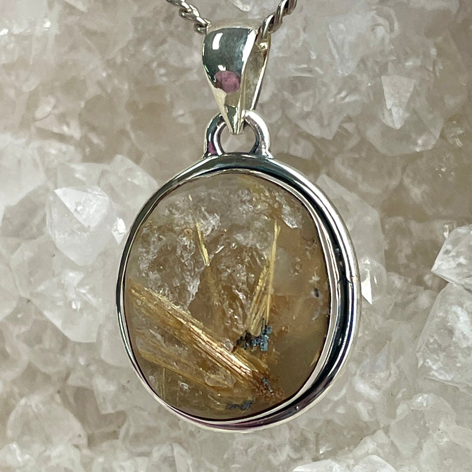 Golden Rutile Silver Pendant - SP96