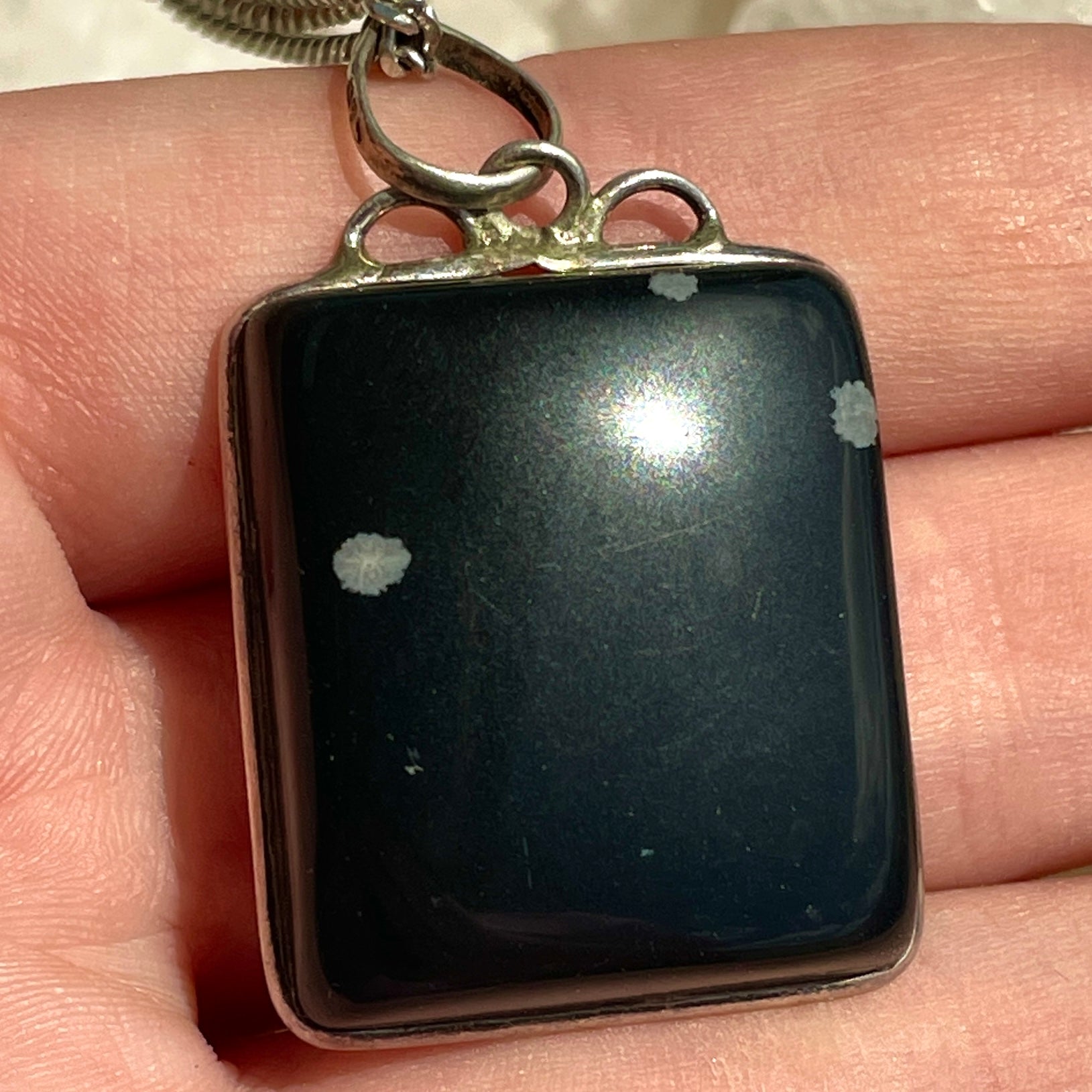 Black Onyx Silver Pendant Large - SP98
