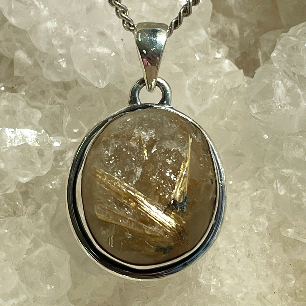 Golden Rutile Silver Pendant - SP96