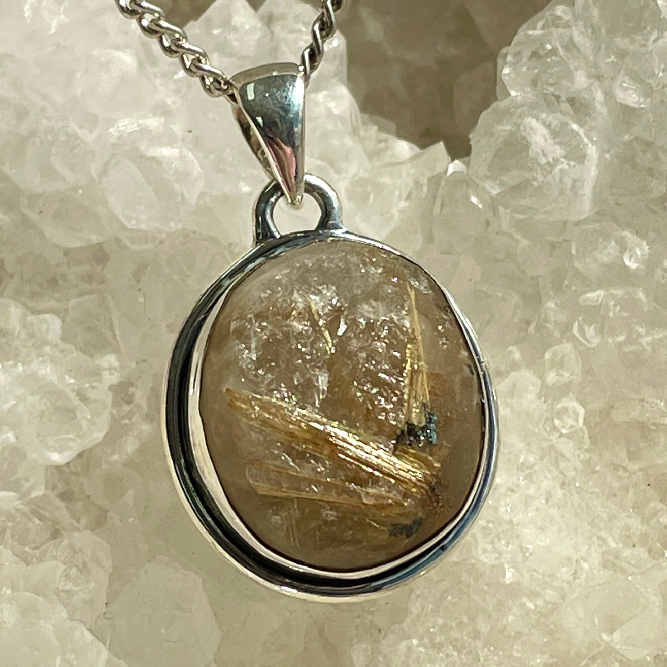 Golden Rutile Silver Pendant - SP96