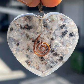Orgonite Rainbow Moonstone Pendant - Heart