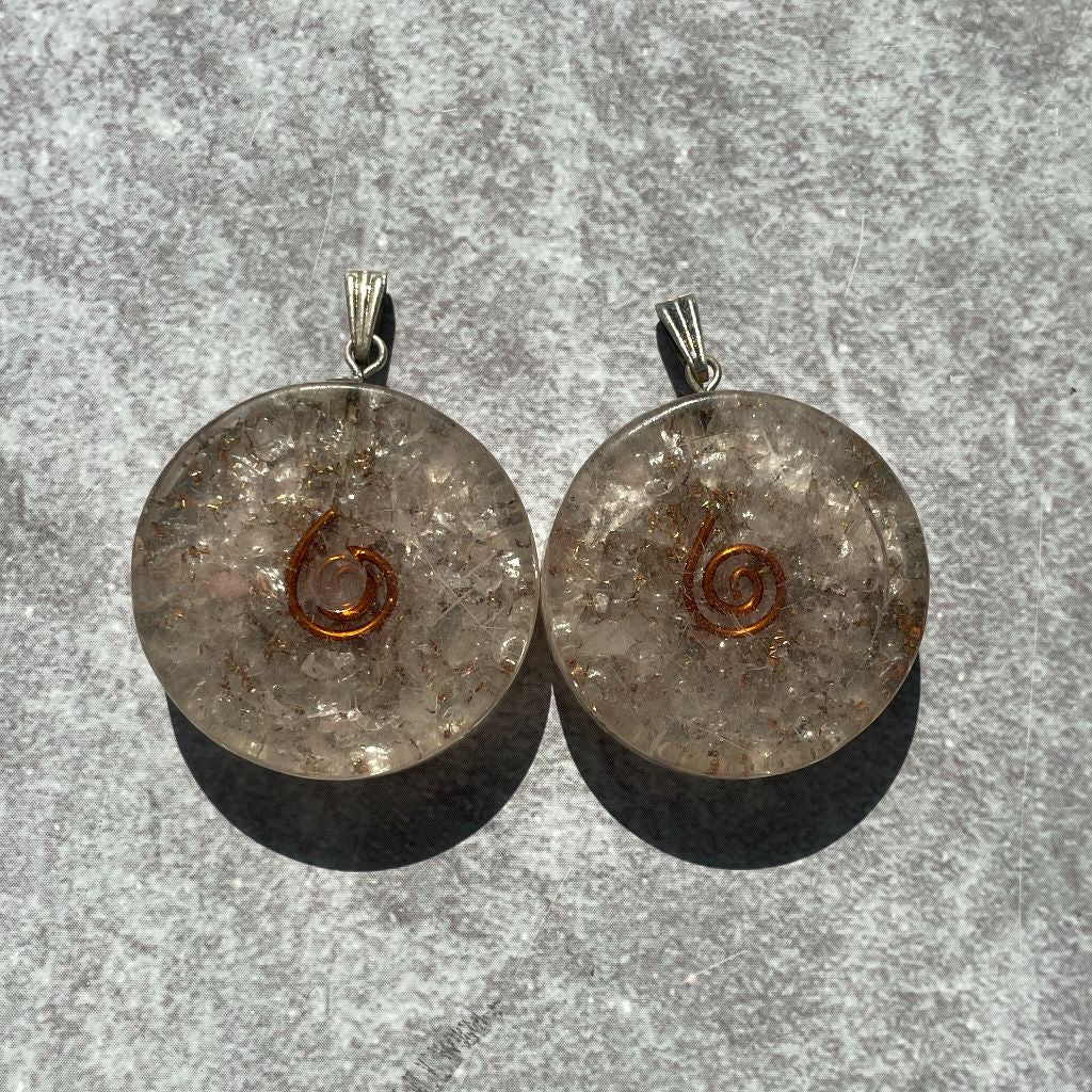 Orgonite Rose Quartz Pendant - Circle