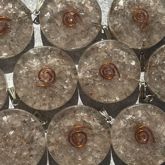 Orgonite Rose Quartz Pendant - Circle
