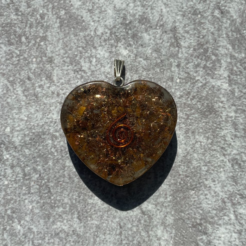 Orgonite Tigers Eye Pendant - Heart