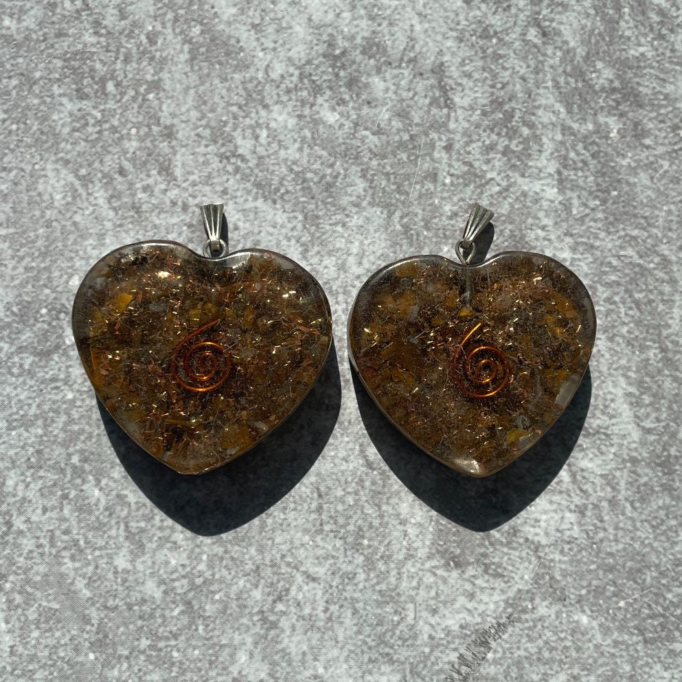 Orgonite Tigers Eye Pendant - Heart