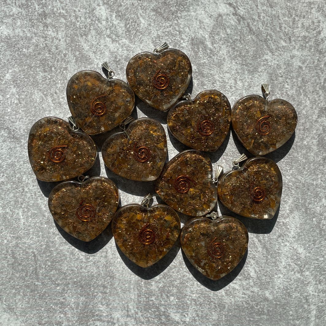 Orgonite Tigers Eye Pendant - Heart