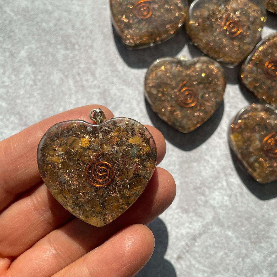 Orgonite Tigers Eye Pendant - Heart