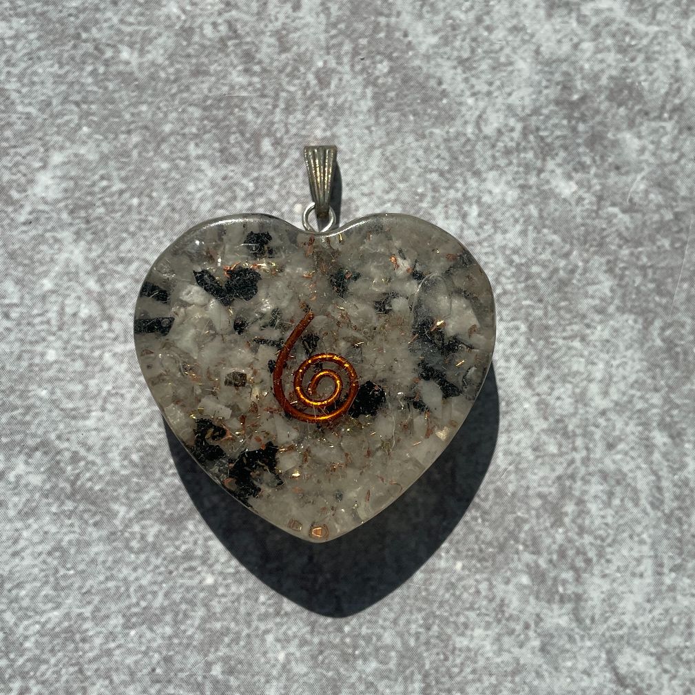 Orgonite Rainbow Moonstone Pendant - Heart