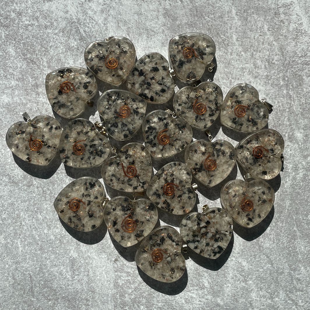 Orgonite Rainbow Moonstone Pendant - Heart