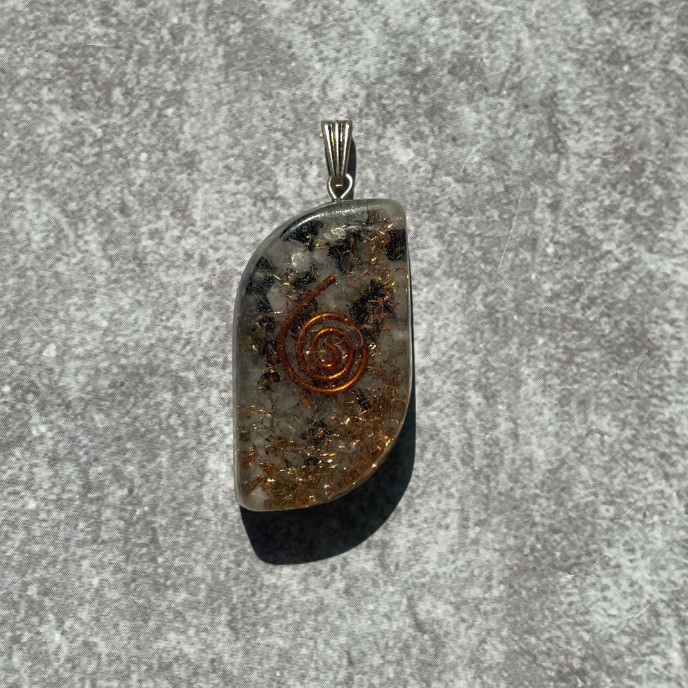 Orgonite Rainbow Moonstone Pendant - Leaf