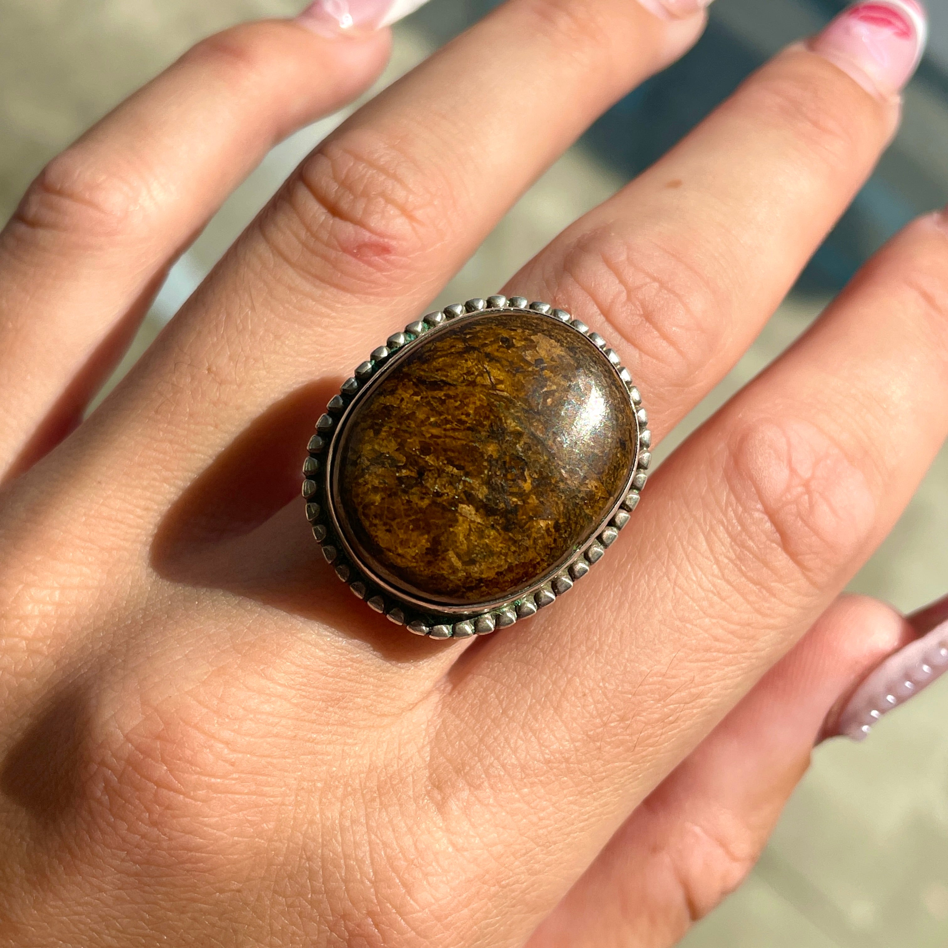 Bronzite Sterling Silver Ring - Sz6/7 BR1