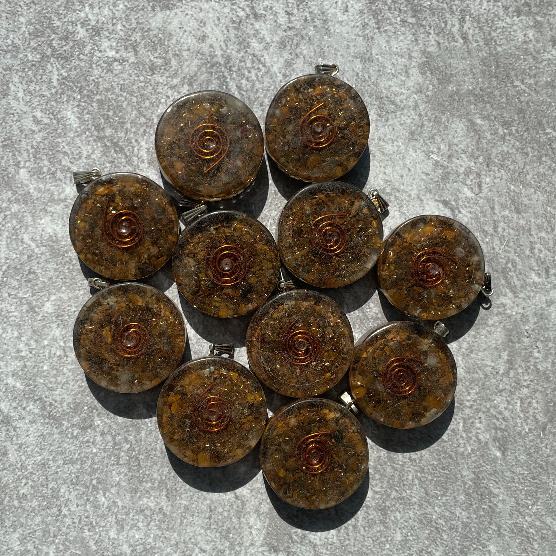Orgonite Tigers Eye Pendant - Circle