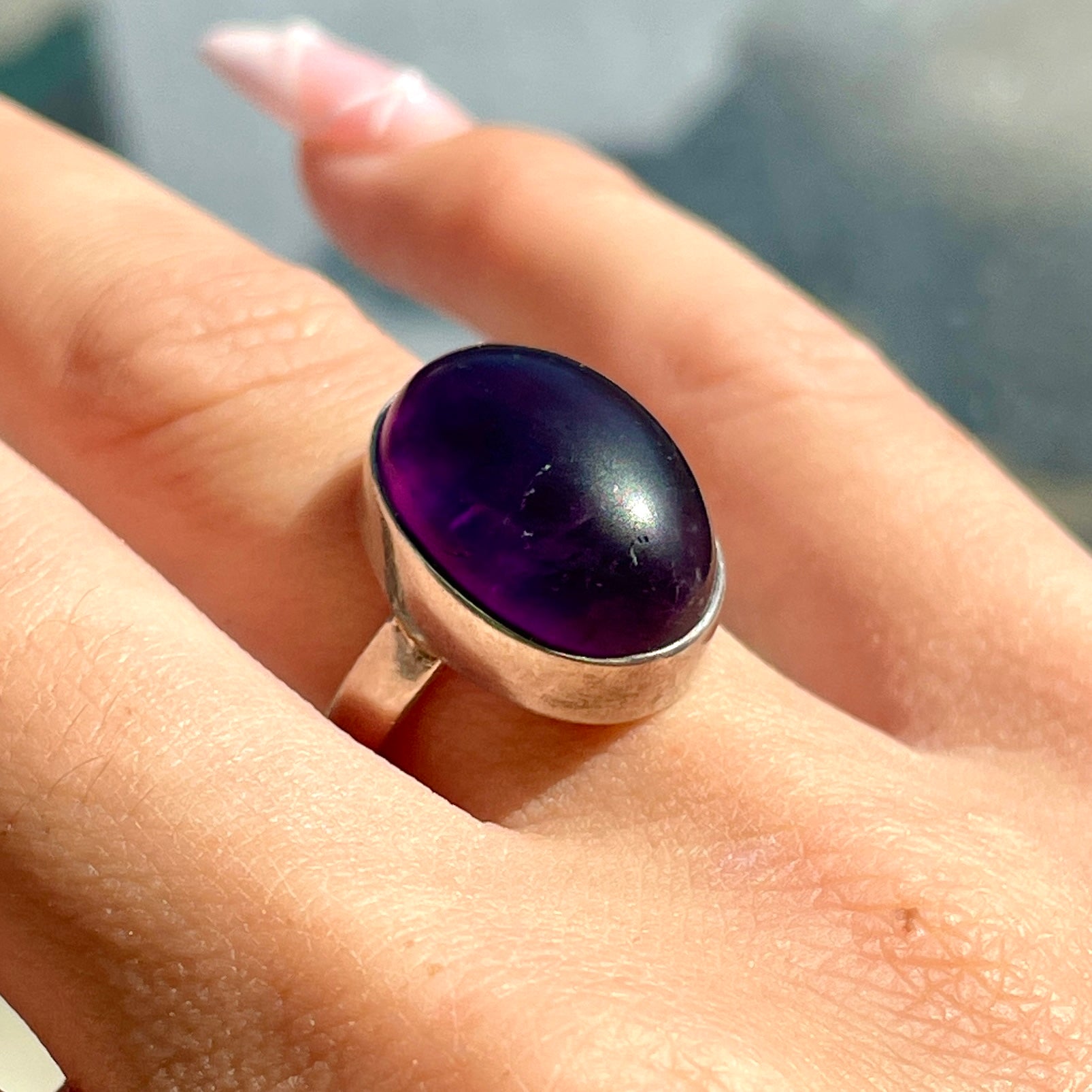 Amethyst Sterling Silver Ring - Sz7 AM2