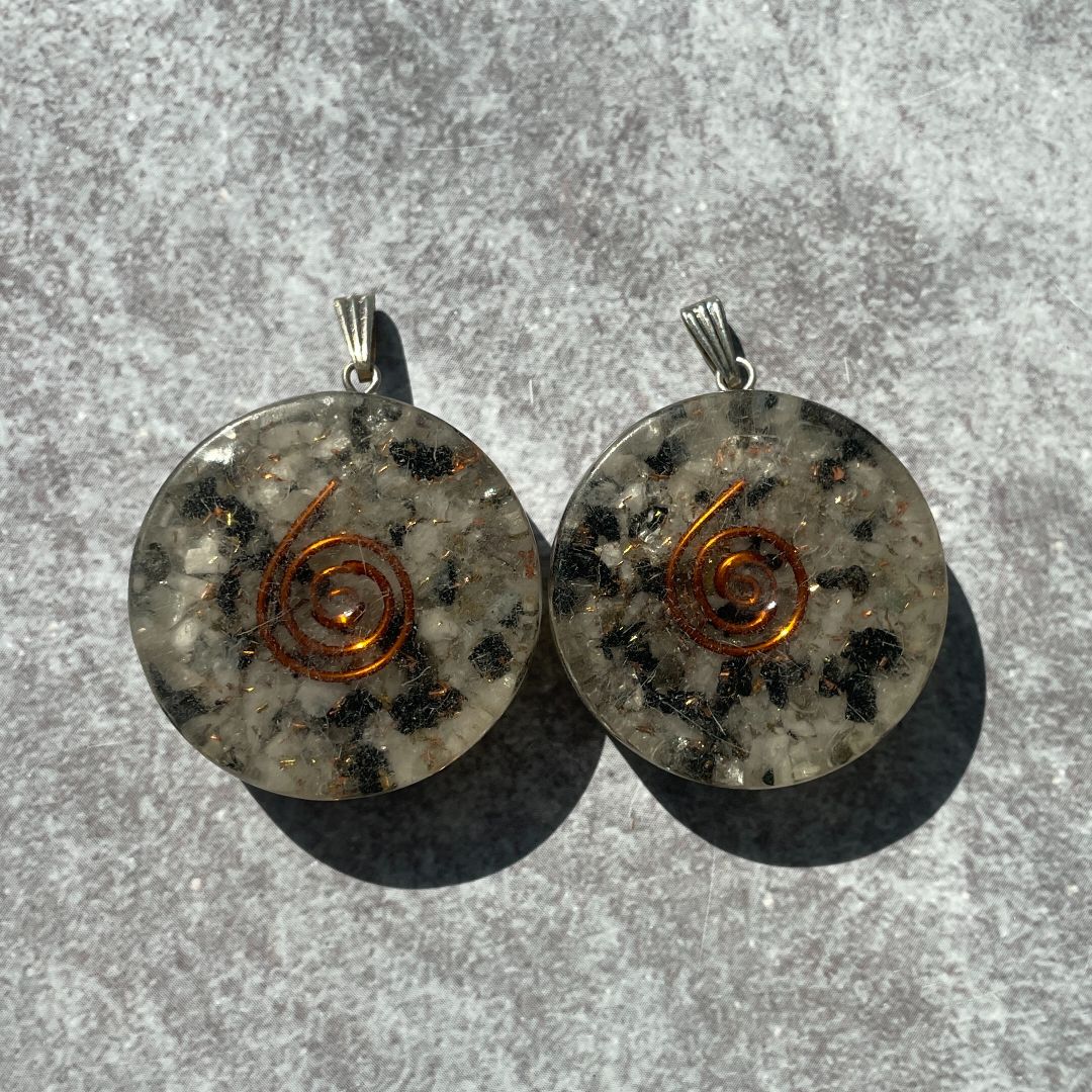 Orgonite Rainbow Moonstone Pendant - Circle
