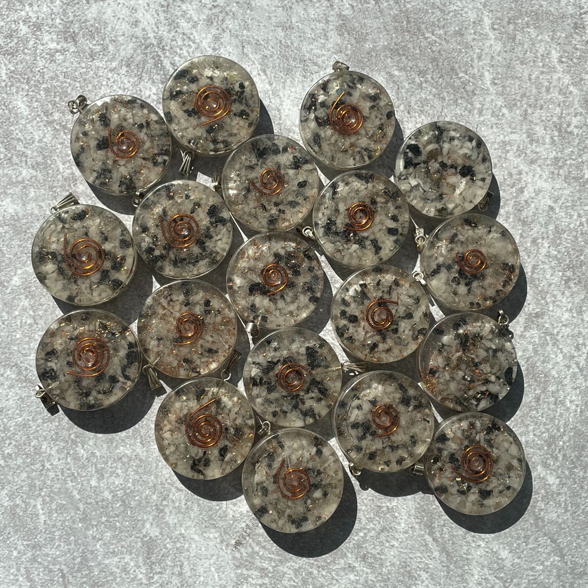 Orgonite Rainbow Moonstone Pendant - Circle