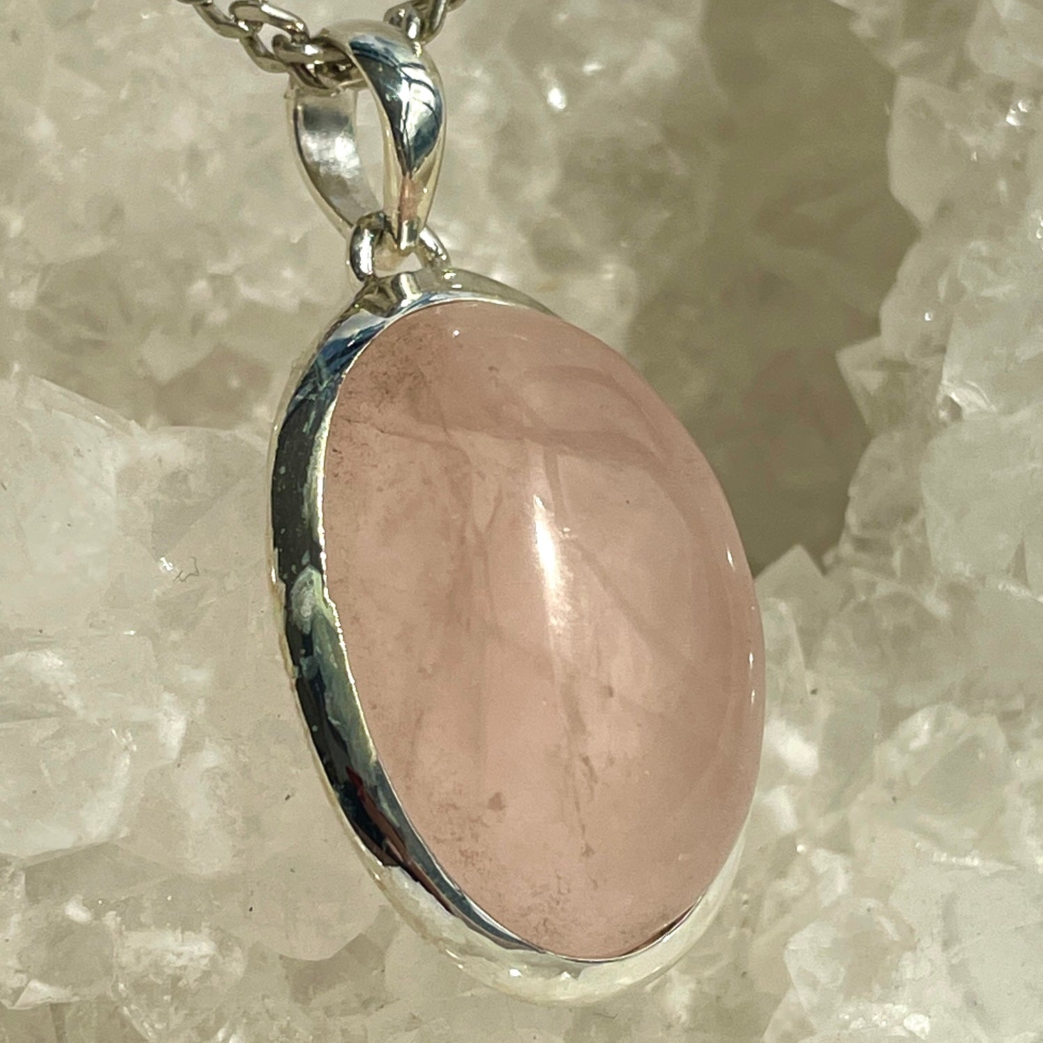Rose Quartz Silver Pendant - SP101
