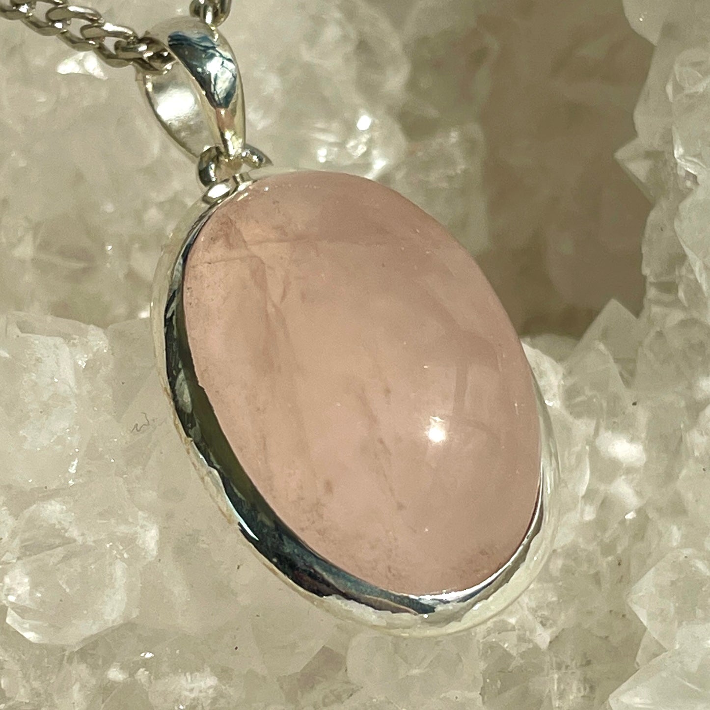 Rose Quartz Silver Pendant - SP101
