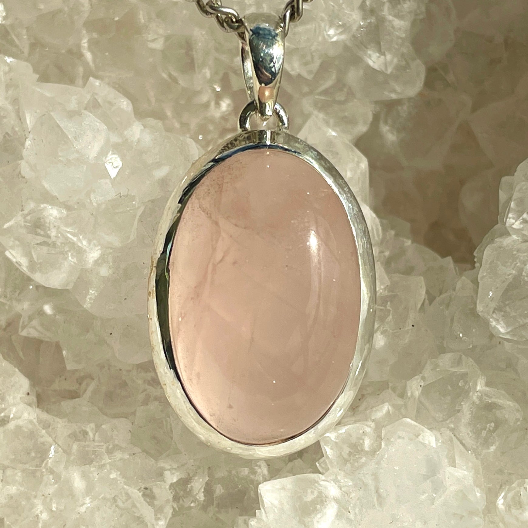 Rose Quartz Silver Pendant - SP101