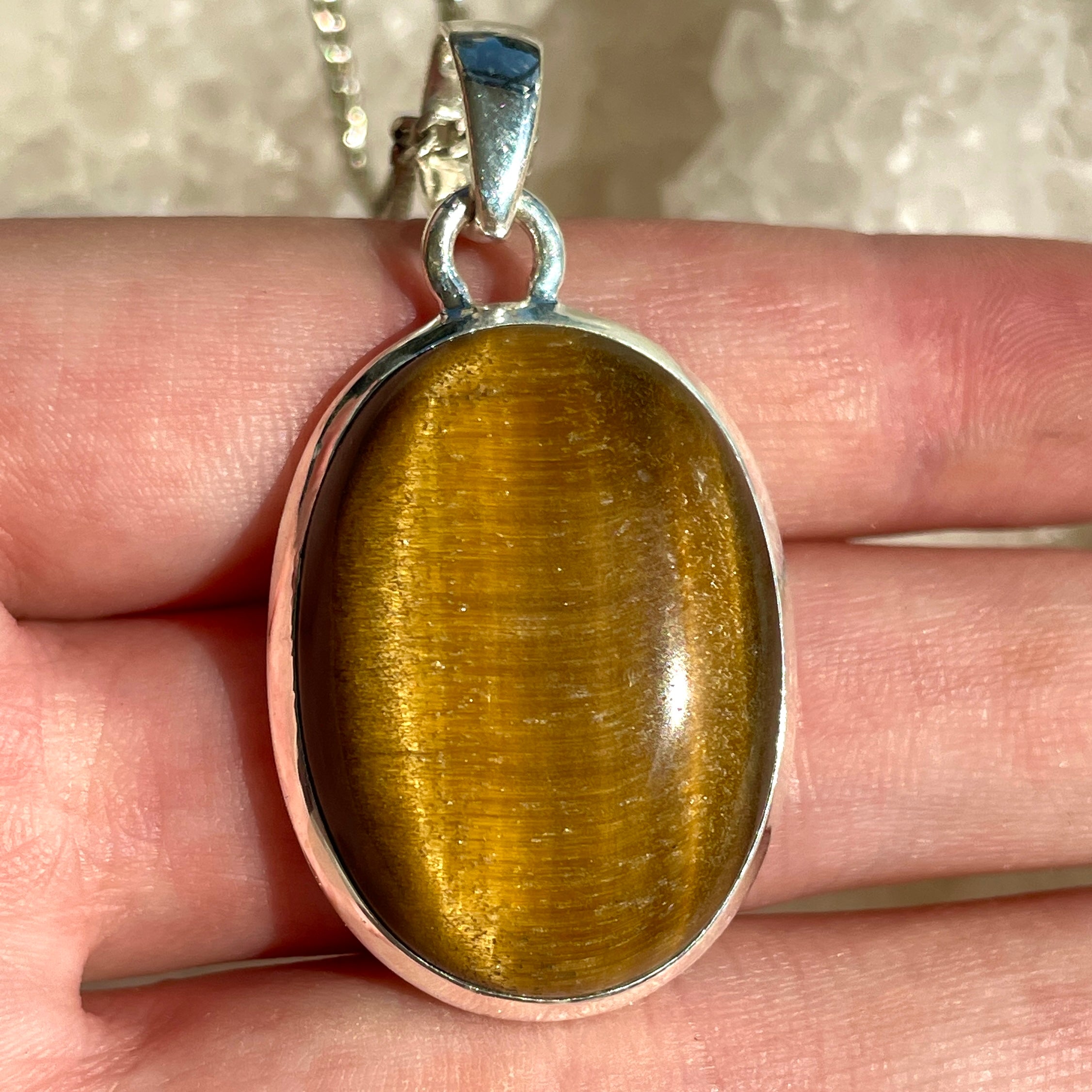 Tiger's Eye Silver Pendant Large - SP106