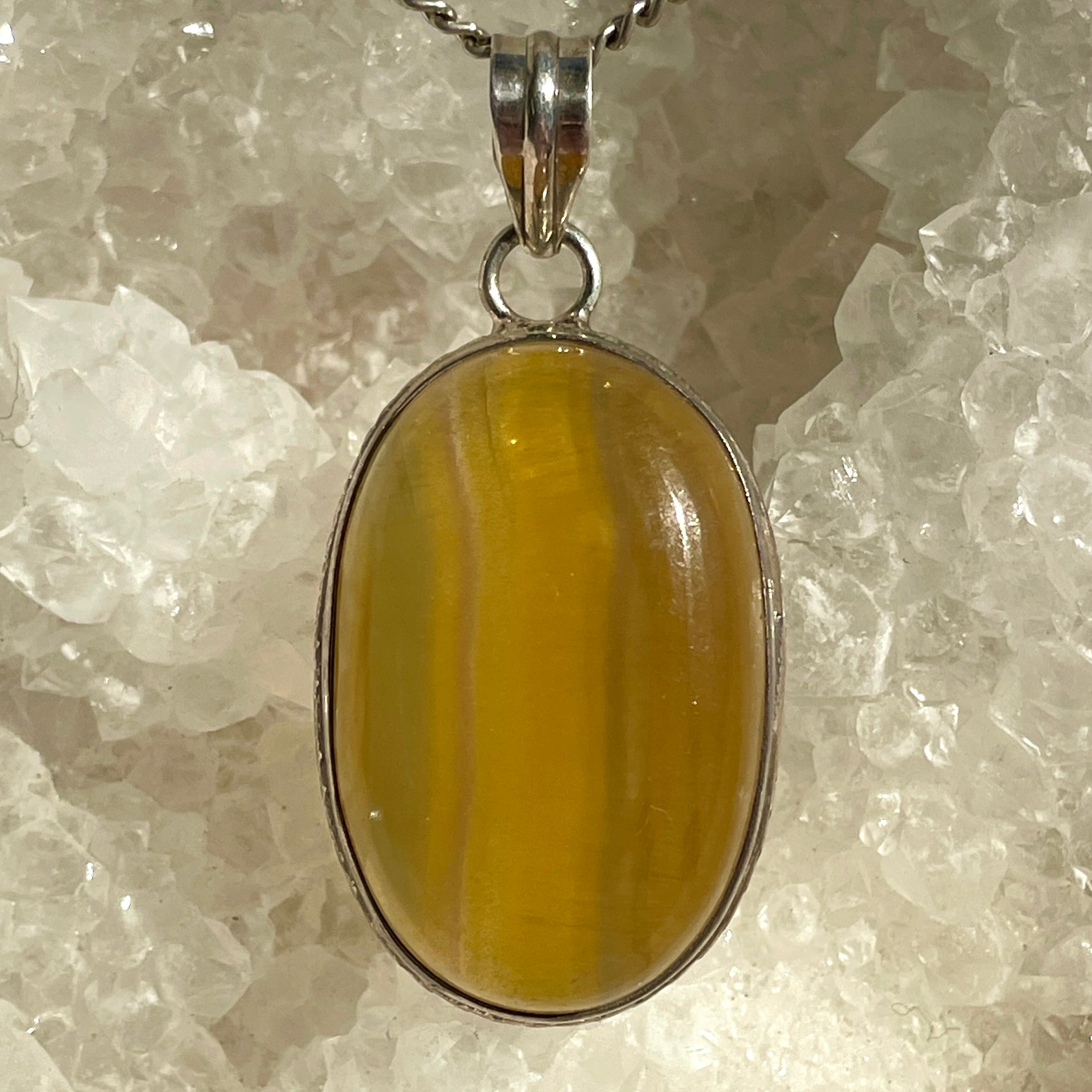Fluorite Silver Pendant Large - SP109