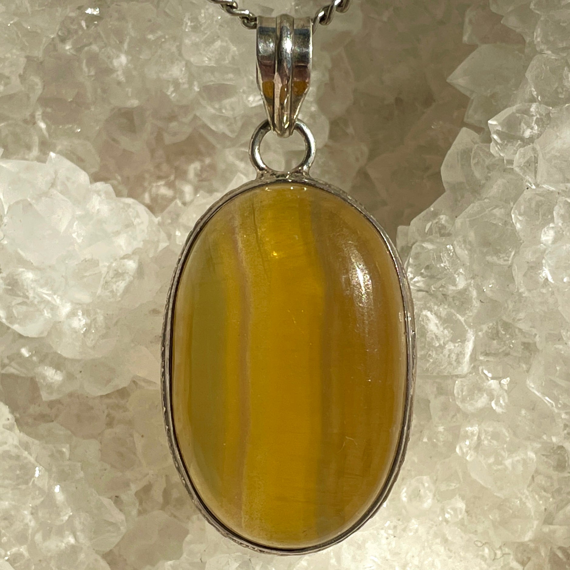 Fluorite Silver Pendant Large - SP109