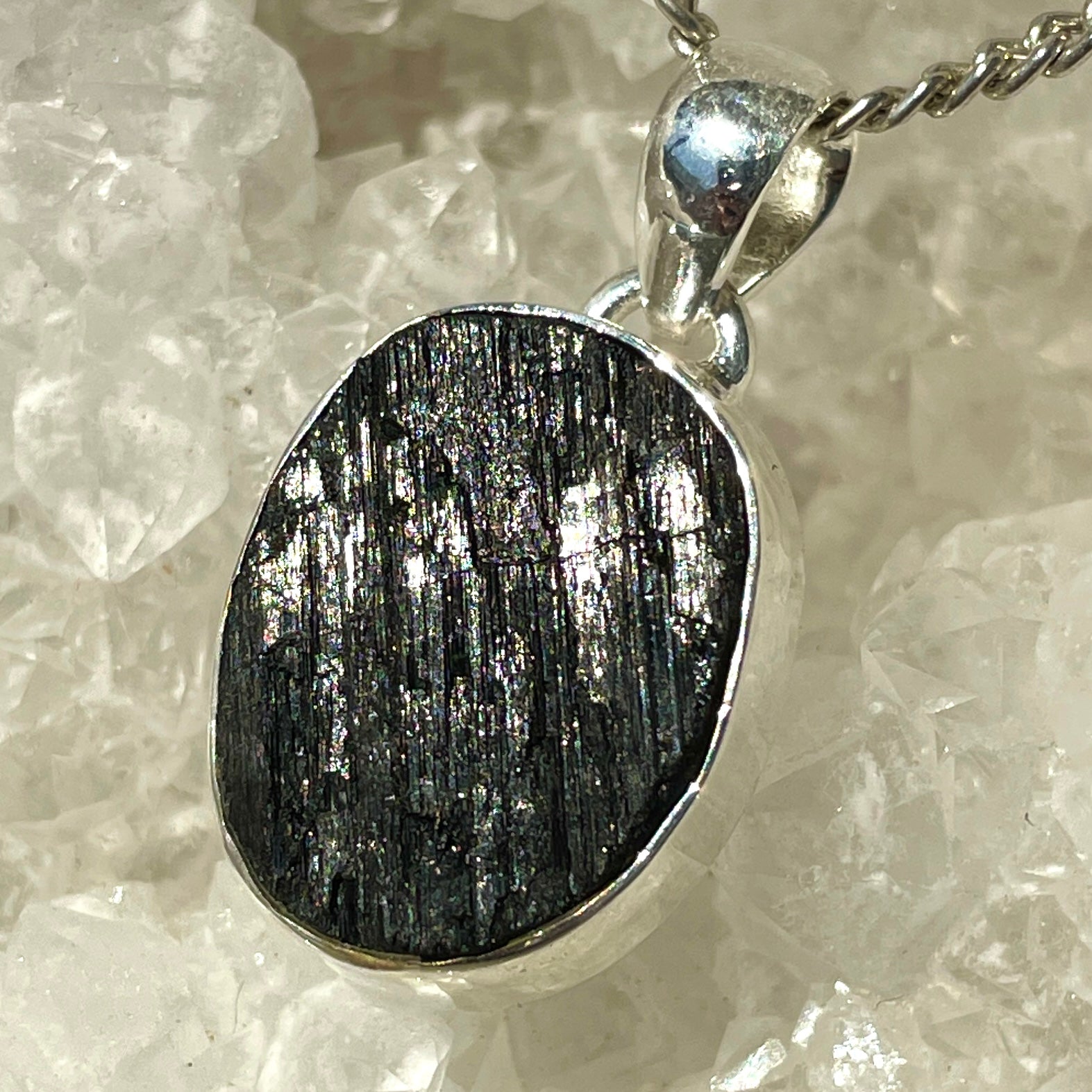 Black Tourmaline Silver Pendant - SP112