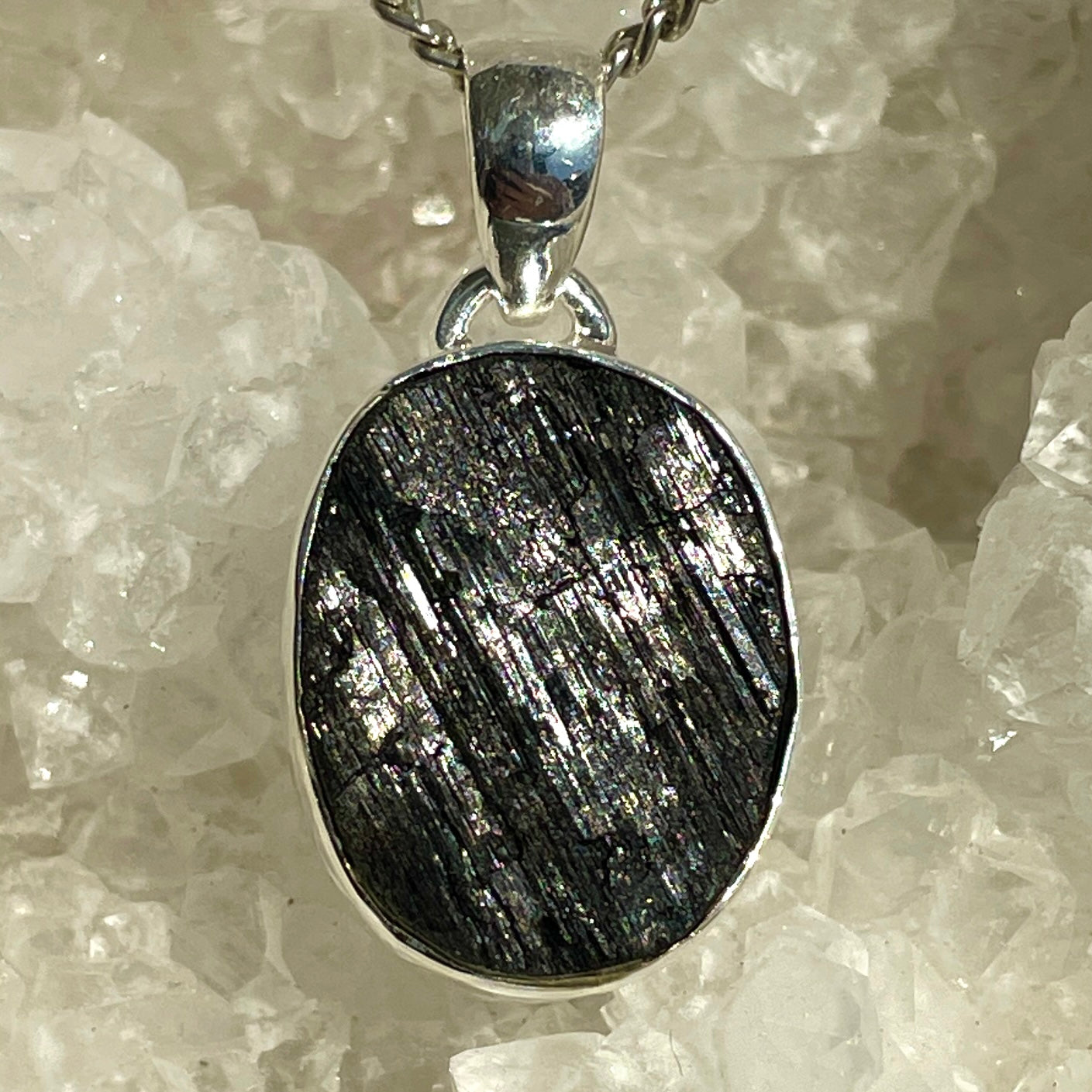 Black Tourmaline Silver Pendant - SP112
