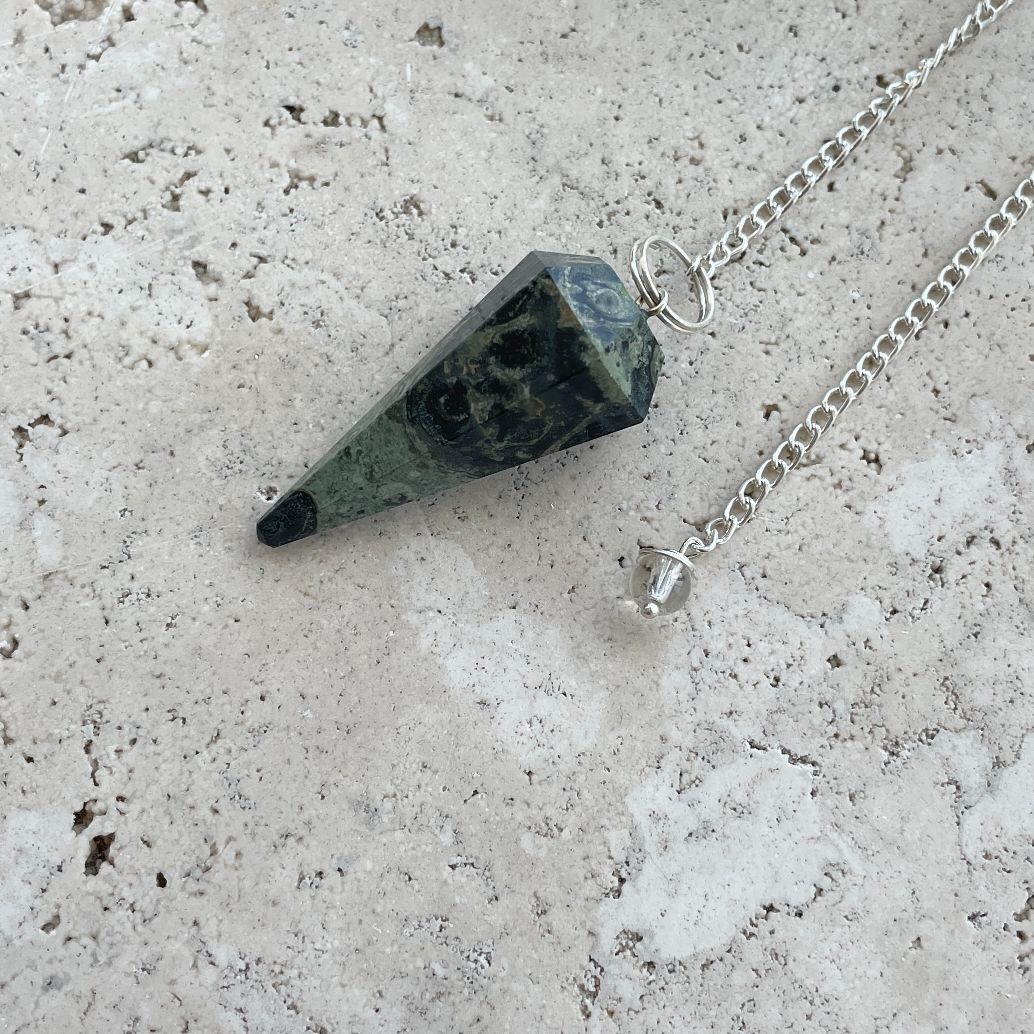 Kambaba Jasper Faceted Pendulum