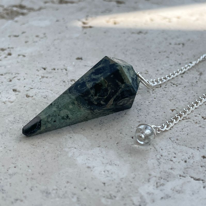 Kambaba Jasper Faceted Pendulum