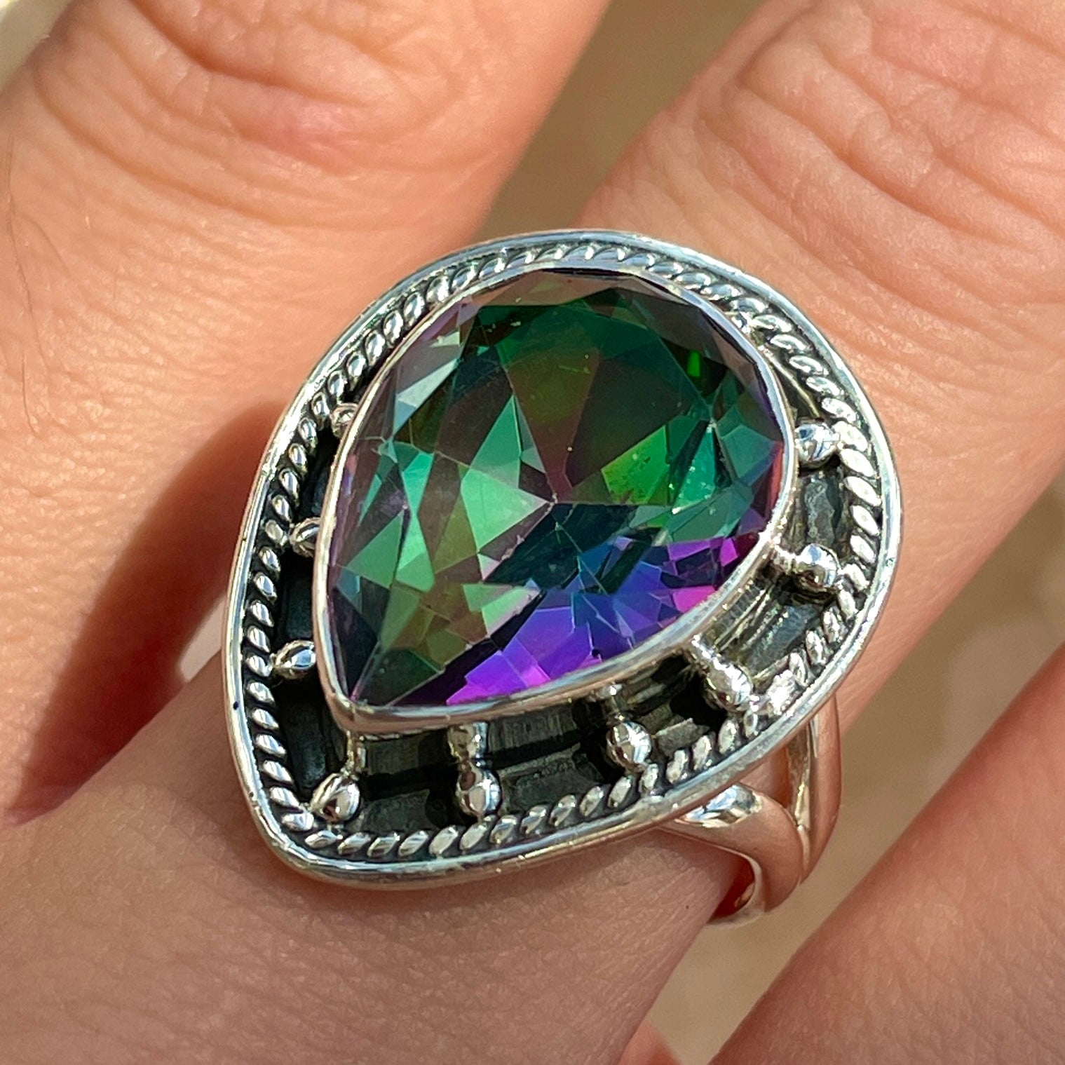 Mystic Quartz Sterling Silver Ring - Sz8 MQ7
