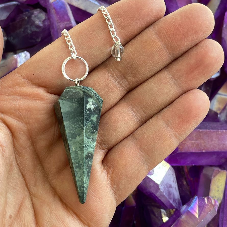 Kambaba Jasper Faceted Pendulum