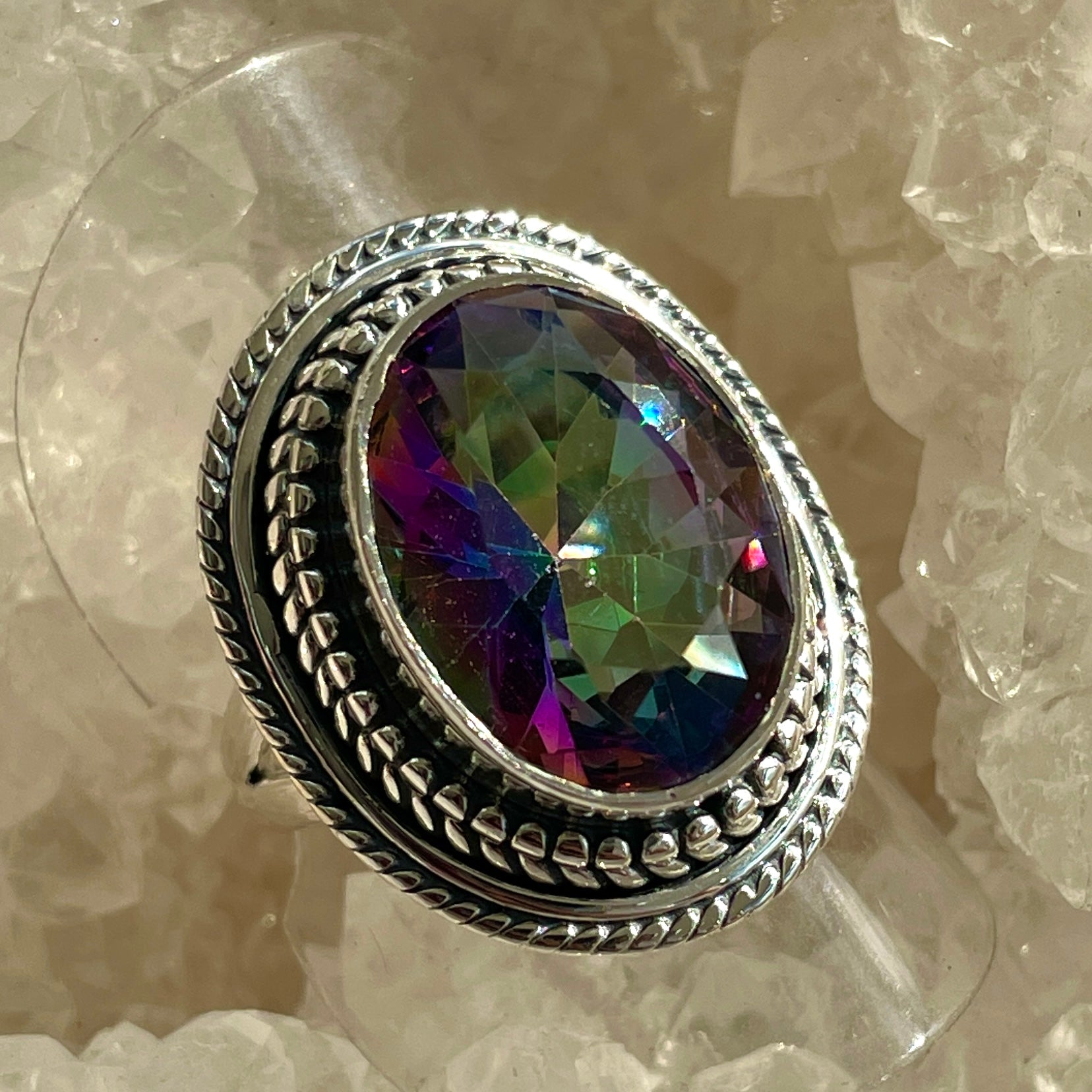 Mystic Quartz Sterling Silver Ring - Sz7 MQ4
