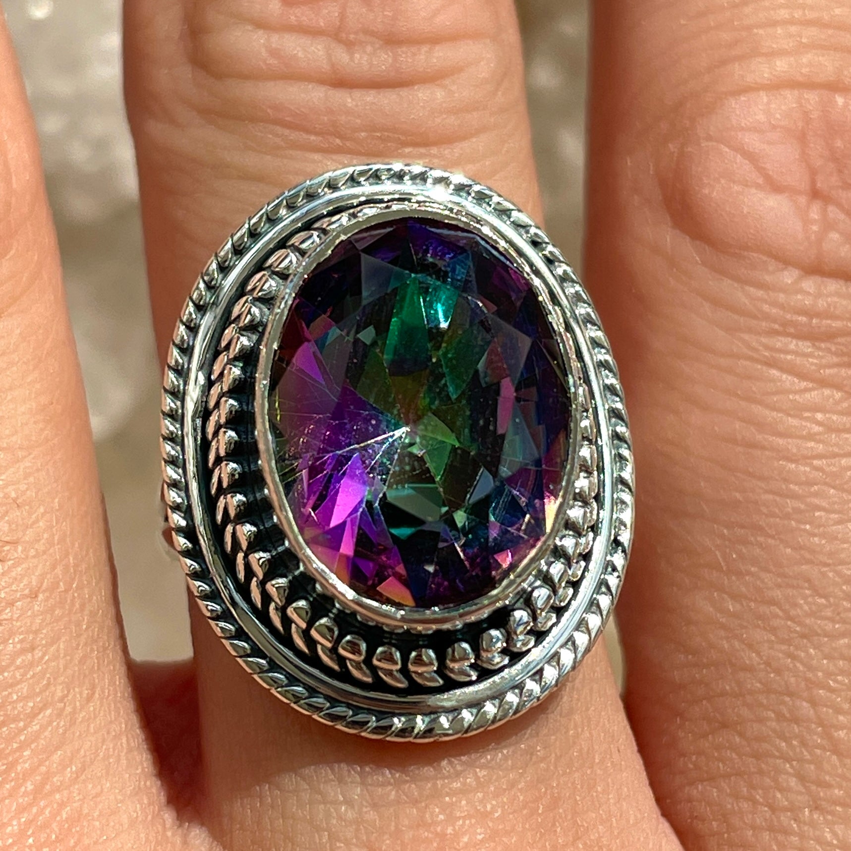Mystic Quartz Sterling Silver Ring - Sz7 MQ4