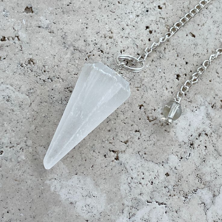 Selenite Faceted Pendulum