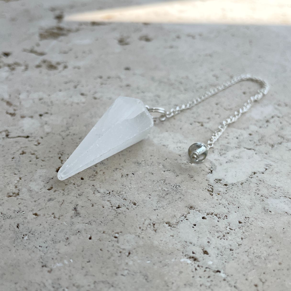 Selenite Faceted Pendulum