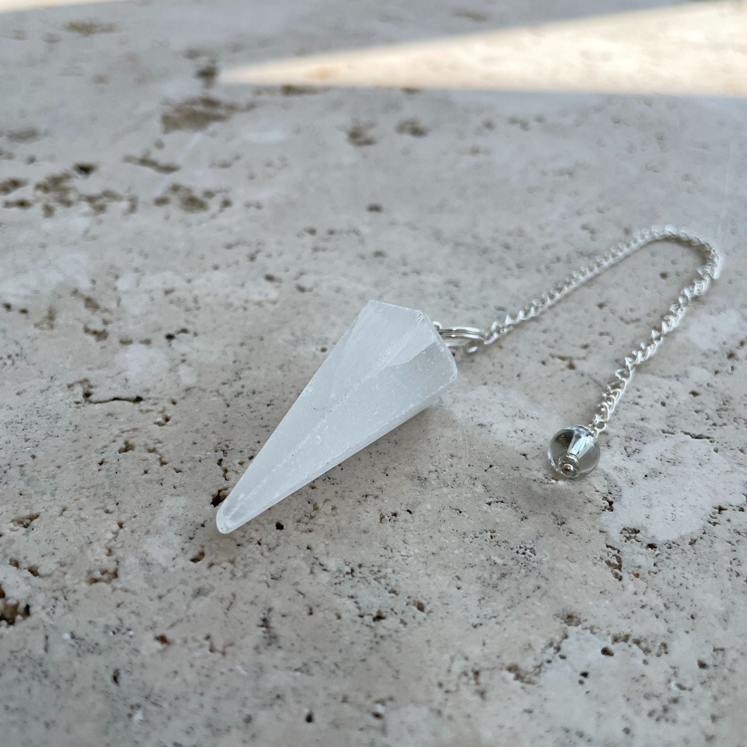 Selenite Faceted Pendulum